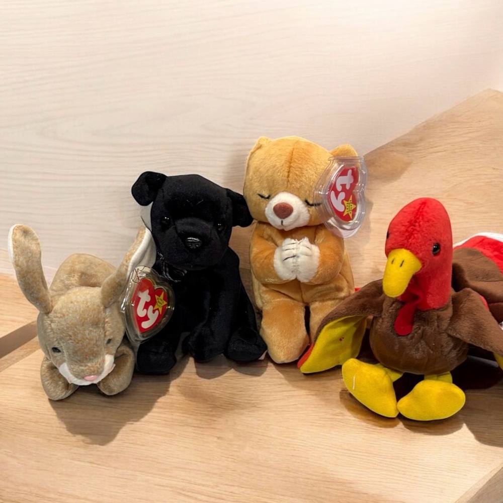 Ty Beanie Babies Hope the praying bear, Nibbly, Luke, Hope and Gobbles